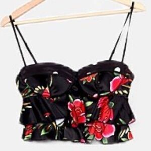 Iron Fist Crop Top Padded Ruffled Bustier Sz Small Adjustable Strap Sexy